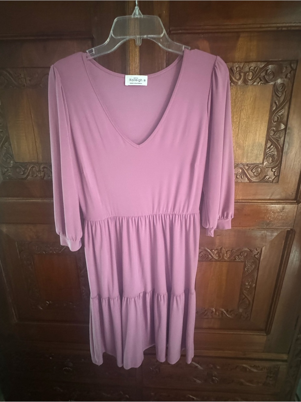 Kaileigh Mauve Tiered V-Neck Midi Dress